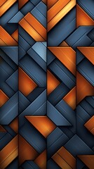 Fototapete - Abstract Geometric Pattern Orange and Blue Metal Texture Background Design Wallpaper