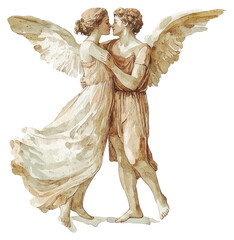 Wall Mural - PNG An ancient greek Amor and Psyche archangel wedding female.