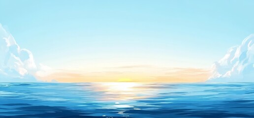 Wall Mural - serene ocean sunset landscape with icebergs.