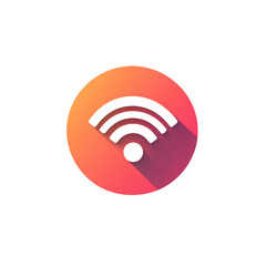 Poster - A stylized wifi symbol is displayed within a circular orange gradient, featuring a long shadow effect.