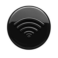 Poster - A three-dimensional rendering of a black glossy circle featuring a wifi symbol.