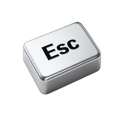 Poster - A metallic keyboard escape key is shown