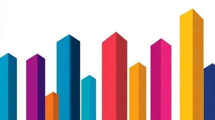 Poster - a colorful bar chart representing various financial data points, with sharp edges and vibrant colors