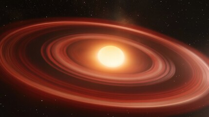 Wall Mural - planet orbiting a massive star, showcasing the gravitational force keeping it in its path.