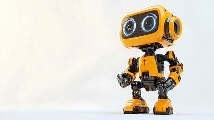 Fototapete - ai robot thinking, side view, isolated on white background