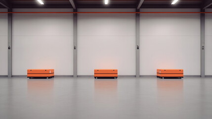 Poster - Modern Warehouse Storage Solutions with Futuristic Orange Platforms