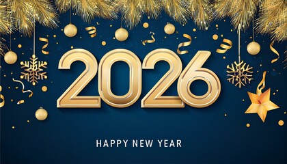 Poster - Happy New Year 2026. New year and christmas greetings vector illustration suitable for banner and cover.	
