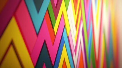 Poster - a colorful explosion of zigzag lines in bold hues, arranged dynamically on a white background, creat