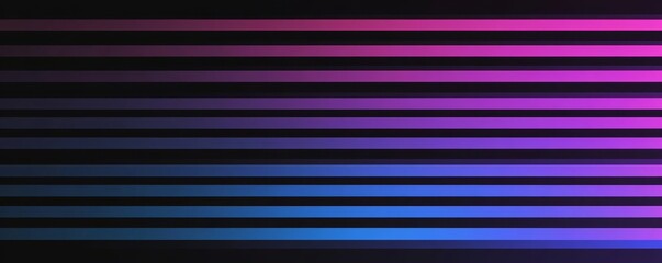 Wall Mural - abstract horizontal gradient background with blue and purple neon stripes on black