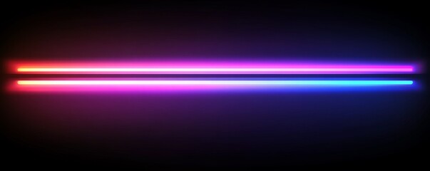 Wall Mural - abstract horizontal gradient background with blue and purple neon stripes on black