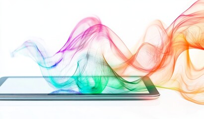 Aufkleber - Colorful smoke flowing from tablet.
