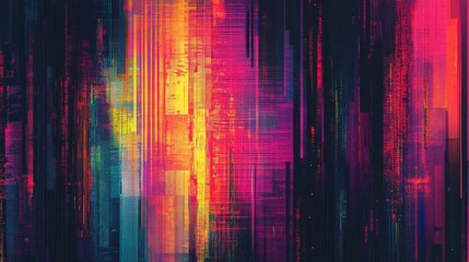 Wall Mural - abstract glitch art background with neon colors