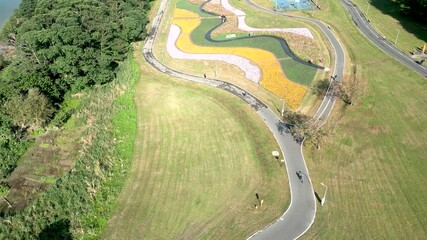 Canvas Print - Aerial view of Guting Riverside Park located in Taipei city, Taiwan