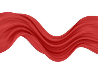 Poster - A flowing piece of red fabric forming a smooth wave, isolated on a white background