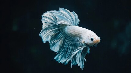 Poster - A dramatic image of a betta fish flaring its fins, displaying its vibrant colors and aggressive posture, set against a dark background for high contrast