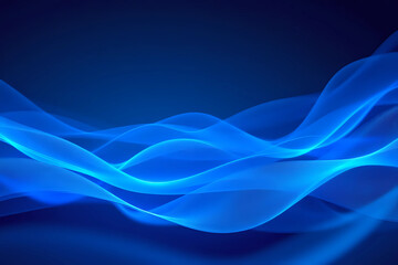 Poster - Blue neon illustration background with soft and elegant waves. Premium design for wallpaper, banner, poster.