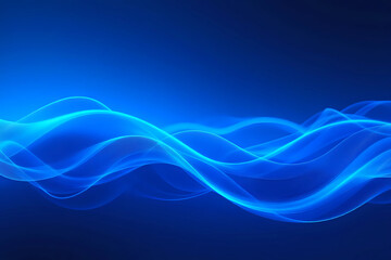 Poster - Blue neon illustration background with soft and elegant waves. Premium design for wallpaper, banner, poster.
