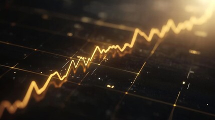 Poster - a glowing line chart with a golden line trending upward, set on a textured black background for a se