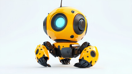 Fototapete - Cute Mini ai robot isolated on white background