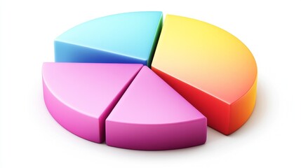 Fototapete - A modern pie chart with vibrant colors and clean, divided segments, set against a white background for a sharp, minimalist look