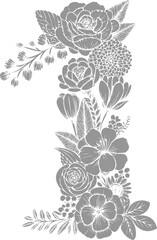  Number 1 Solid flat vector floral pattern drawing spring element decoration svg file