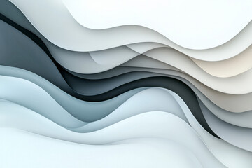 Fototapete - A minimalist abstract composition featuring smooth flowing lines in monochromatic tones, creating a sense of elegance and simplicity,
