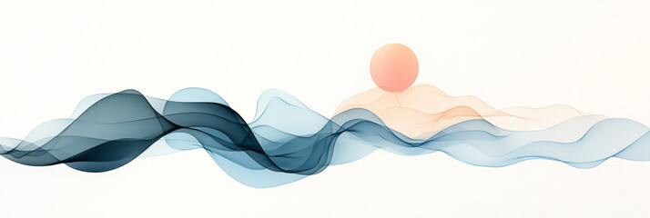 Aufkleber - A serene abstract design with flowing black lines on a pastel-colored backdrop, highlighting harmony and balance,