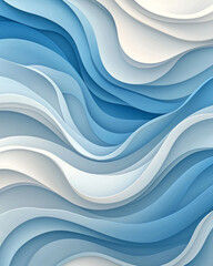 Aufkleber - A simplistic abstract pattern of continuous flowing lines in soft blue hues, evoking calmness and tranquility,
