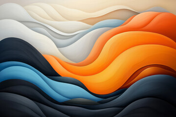 Fototapete - A peaceful abstract artwork featuring gently flowing lines in earthy colors, symbolizing natural movement and serenity,