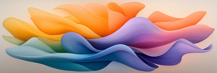 Fototapete - An abstract minimalist piece with continuous flowing lines in vibrant colors, creating a sense of energy and fluidity,