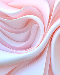 Poster - A minimalist abstract artwork with smooth, undulating lines in soft pink and white, evoking a sense of grace and calm,
