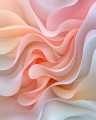 Poster - A minimalist abstract artwork with smooth, undulating lines in soft pink and white, evoking a sense of grace and calm,