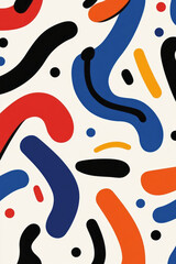 Poster - An abstract minimalist pattern with intersecting flowing lines in bold colors, adding a touch of vibrancy and movement,