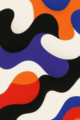 Poster - An abstract minimalist pattern with intersecting flowing lines in bold colors, adding a touch of vibrancy and movement,