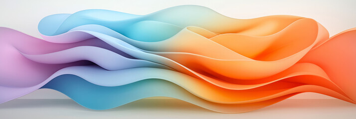 Aufkleber - A modern abstract design with dynamic flowing lines in gradient colors, adding depth and dimension to the minimalist style,