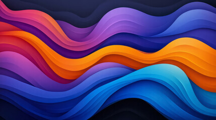 Aufkleber - An artistic depiction of abstract waves with bold neon blue and purple gradients, creating a visually striking and dynamic composition,