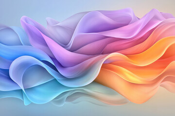 Aufkleber - An abstract digital artwork showcasing layered waves with glowing neon blue and purple gradients, adding depth and dimension,