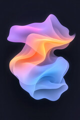 Leinwandbilder - A captivating abstract wave design with vibrant neon blue and purple gradients flowing harmoniously over a deep black canvas,