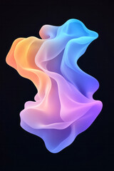 Aufkleber - A captivating abstract wave design with vibrant neon blue and purple gradients flowing harmoniously over a deep black canvas,