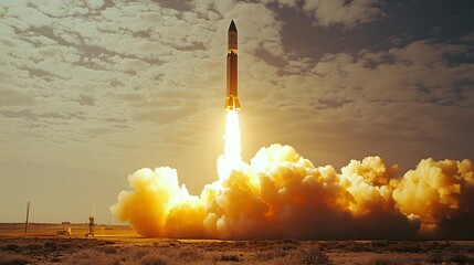 Poster - Sleek rocket taking off showcasing the power and potential of innovative business strategies for growth progress and transformation