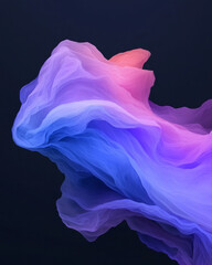 Aufkleber - A bold abstract artwork of powerful waves illuminated by intense neon blue and purple gradients, set against a dark background,