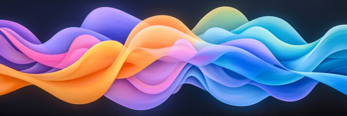 Leinwandbilder - A futuristic abstract artwork of interlocking waves with bright neon blue and purple gradients, symbolizing connectivity and innovation,