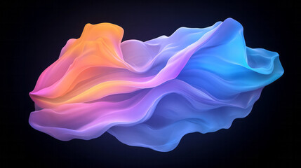 Aufkleber - A striking abstract wave design featuring bold neon blue and purple gradients flowing gracefully over a dark, minimalist canvas,