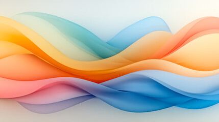 Fototapete - A minimalist design showcasing bright, vibrant lines weaving through soft gradient curves, emphasizing simplicity and harmony,