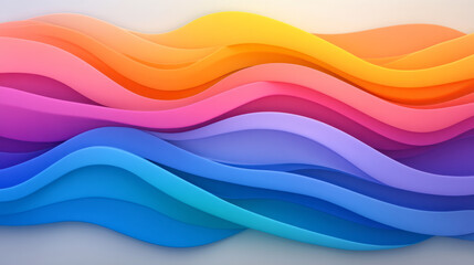 Poster - An artistic depiction of vibrant lines cascading in fluid gradient curves, creating a visually stunning and dynamic pattern,