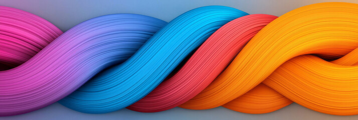 Poster - A striking abstract pattern of vibrant, multicolored lines intertwining with smooth gradient curves, symbolizing connectivity and flow,