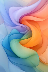 Aufkleber - A modern abstract composition with radiant lines and fluid gradient curves in vibrant hues, creating an energetic and lively design,