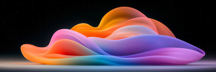 Fototapete - A futuristic abstract composition of colorful waves with intense gradient vibrancy, intertwining seamlessly against a night sky,