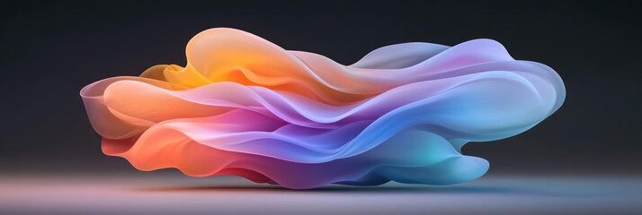 Poster - A futuristic abstract composition of colorful waves with intense gradient vibrancy, intertwining seamlessly against a night sky,