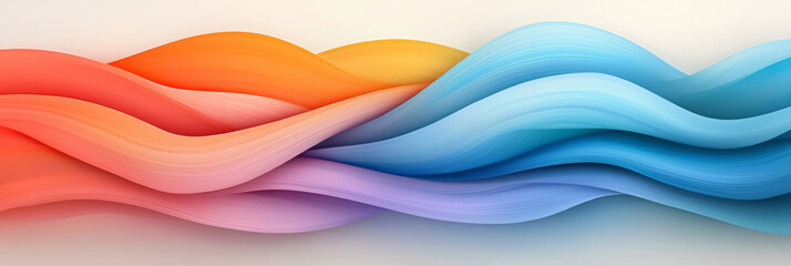 Poster - An abstract wave illustration featuring vibrant colors and gradient vibrancy, creating a sense of motion and fluidity on a clean canvas,